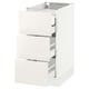 Ikea SEKTION kitchen cabinet in white with three drawers, smooth design.