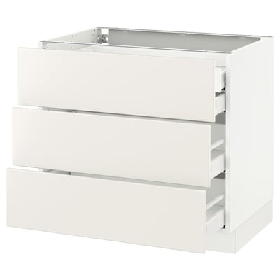 White SEKTION kitchen cabinet with smooth drawers.