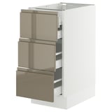 SEKTION / MAXIMERA Base cabinet w 3 fronts/4 drawers, white/Voxtorp high-gloss dark grey-brown, 15x24x30 "