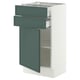 SEKTION / MAXIMERA Base cabinet w door/2 drawers, white/Aspudden dark gray-green, 18x15x30 "