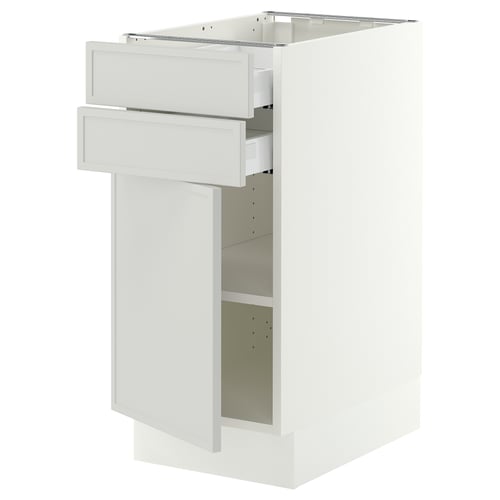 SEKTION / MAXIMERA Base cabinet w door/2 drawers, white/Aspudden light gray, 15x24x30 "