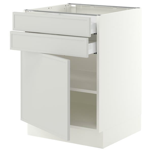 SEKTION / MAXIMERA Base cabinet w door/2 drawers, white/Aspudden light gray, 24x24x30 "