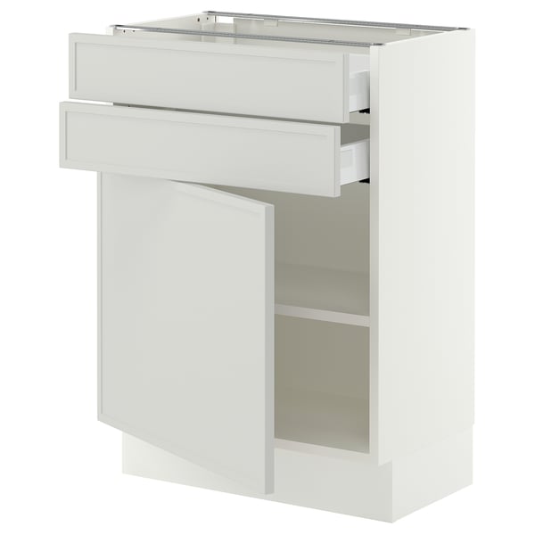 SEKTION / MAXIMERA Base cabinet w door/2 drawers, white/Aspudden light gray, 24x15x30 "