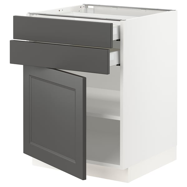 SEKTION / MAXIMERA Base cabinet w door/2 drawers, white/Axstad dark gray, 24x24x30 "