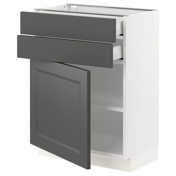 SEKTION / MAXIMERA Base cabinet w door/2 drawers, white/Axstad dark gray, 24x15x30 "