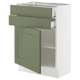 SEKTION / MAXIMERA Base cabinet w door/2 drawers, white/Axstad gray-green, 24x15x30 "