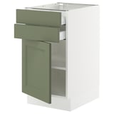 SEKTION / MAXIMERA Base cabinet w door/2 drawers, white/Axstad gray-green, 18x24x30 "