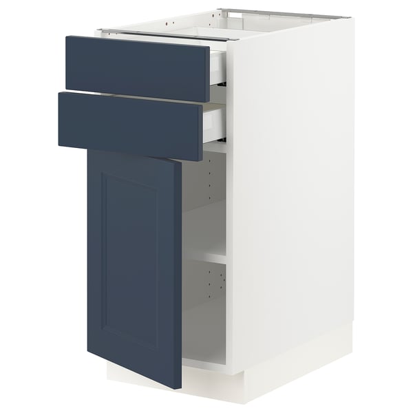 SEKTION / MAXIMERA Base cabinet w door/2 drawers, white Axstad/matte blue, 15x24x30 "