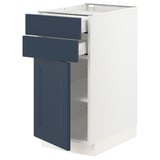 SEKTION / MAXIMERA Base cabinet w door/2 drawers, white Axstad/matte blue, 15x24x30 "