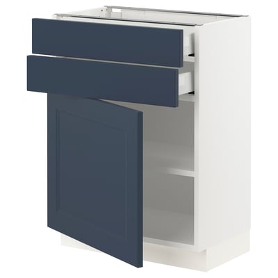 SEKTION / MAXIMERA Base cabinet w door/2 drawers, white Axstad/matte blue, 24x15x30 "