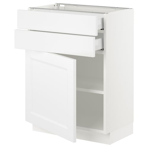 White SEKTION kitchen cabinet, modern design, three compartments, adjustable shelves.