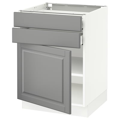 SEKTION / MAXIMERA Base cabinet w door/2 drawers, white/Bodbyn gray, 24x24x30 "