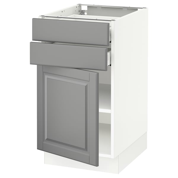 SEKTION / MAXIMERA Base cabinet w door/2 drawers, white/Bodbyn gray, 18x24x30 "