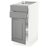 SEKTION / MAXIMERA Base cabinet w door/2 drawers, white/Bodbyn gray, 15x24x30 "