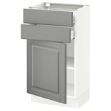 SEKTION / MAXIMERA Base cabinet w door/2 drawers, white/Bodbyn gray, 18x15x30 "