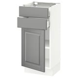 SEKTION / MAXIMERA Base cabinet w door/2 drawers, white/Bodbyn gray, 15x15x30 "
