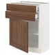 SEKTION / MAXIMERA Base cabinet w door/2 drawers, white Enköping/brown walnut effect, 24x15x30 "