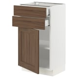 SEKTION / MAXIMERA Base cabinet w door/2 drawers, white Enköping/brown walnut effect, 18x15x30 "