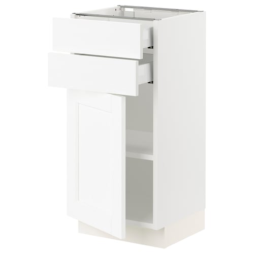 SEKTION white kitchen cabinet, rectangular with drawers, sleek modern design.