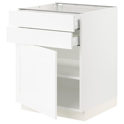 White SEKTION cabinet with adjustable shelves and drawers.