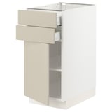 SEKTION / MAXIMERA Base cabinet w door/2 drawers, white/Havstorp beige, 15x24x30 "