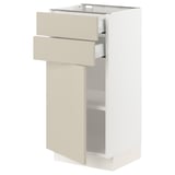 SEKTION / MAXIMERA Base cabinet w door/2 drawers, white/Havstorp beige, 15x15x30 "