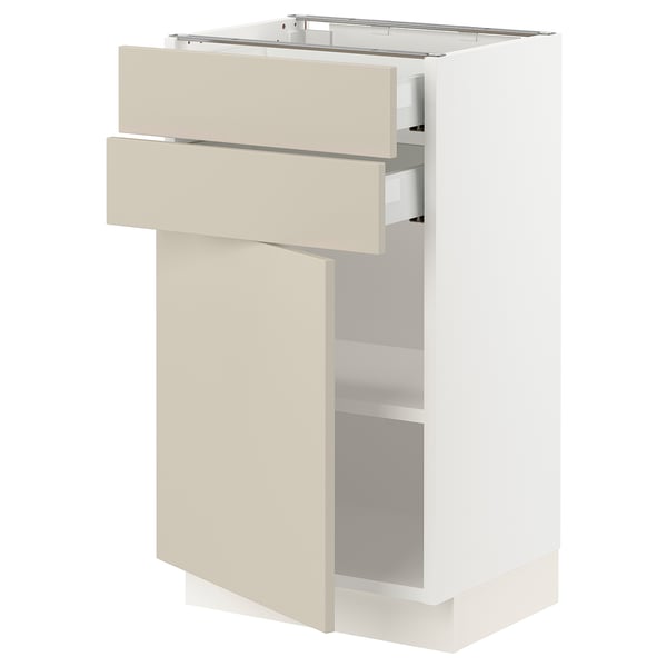 SEKTION / MAXIMERA Base cabinet w door/2 drawers, white/Havstorp beige, 18x15x30 "