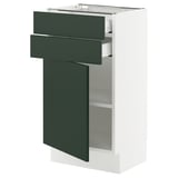 SEKTION / MAXIMERA Base cabinet w door/2 drawers, white/Havstorp deep green, 18x15x30 "