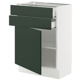 SEKTION / MAXIMERA Base cabinet w door/2 drawers, white/Havstorp deep green, 24x15x30 "