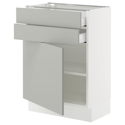 SEKTION / MAXIMERA Base cabinet w door/2 drawers, white/Havstorp light gray, 24x15x30 "