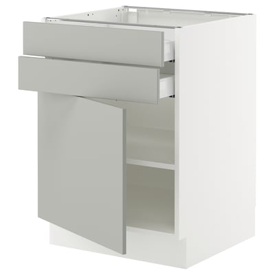 SEKTION / MAXIMERA Base cabinet w door/2 drawers, white/Havstorp light gray, 24x24x30 "