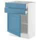 SEKTION / MAXIMERA Base cabinet w door/2 drawers, white/Lerhyttan blue, 24x15x30 "