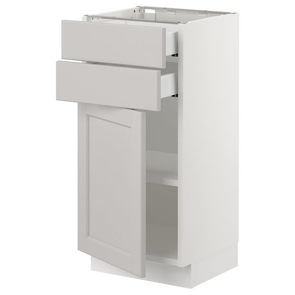 SEKTION / MAXIMERA Base cabinet w door/2 drawers, white/Lerhyttan light gray, 15x15x30 "