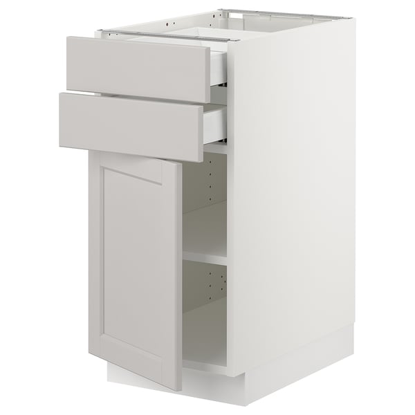 SEKTION / MAXIMERA Base cabinet w door/2 drawers, white/Lerhyttan light gray, 15x24x30 "