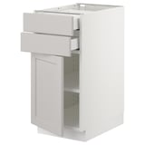 SEKTION / MAXIMERA Base cabinet w door/2 drawers, white/Lerhyttan light gray, 15x24x30 "