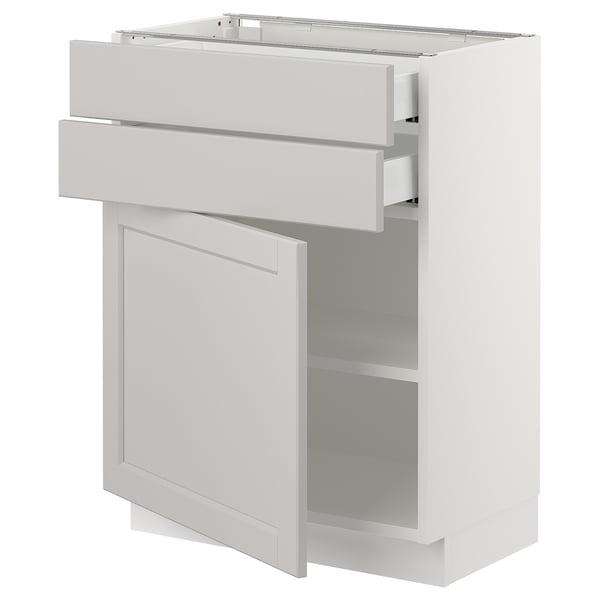 SEKTION / MAXIMERA Base cabinet w door/2 drawers, white/Lerhyttan light gray, 24x15x30 "