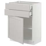 SEKTION / MAXIMERA Base cabinet w door/2 drawers, white/Lerhyttan light gray, 24x15x30 "