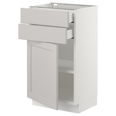SEKTION / MAXIMERA Base cabinet w door/2 drawers, white/Lerhyttan light gray, 18x15x30 "