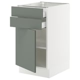 SEKTION / MAXIMERA Base cabinet w door/2 drawers, white/Nickebo matte grey-green, 18x24x30 "