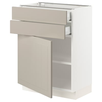 SEKTION / MAXIMERA Base cabinet w door/2 drawers, white/Stensund beige, 24x15x30 "