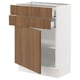 SEKTION / MAXIMERA Base cabinet w door/2 drawers, white/Tistorp brown walnut effect, 24x15x30 "