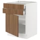 SEKTION / MAXIMERA Base cabinet w door/2 drawers, white/Tistorp brown walnut effect, 24x24x30 "