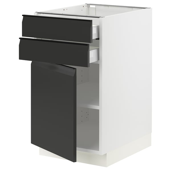 SEKTION / MAXIMERA Base cabinet w door/2 drawers, white/Upplöv matte anthracite, 18x24x30 "