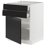 SEKTION / MAXIMERA Base cabinet w door/2 drawers, white/Upplöv matte anthracite, 24x24x30 "
