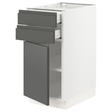 SEKTION / MAXIMERA Base cabinet w door/2 drawers, white/Voxtorp dark gray, 15x24x30 "