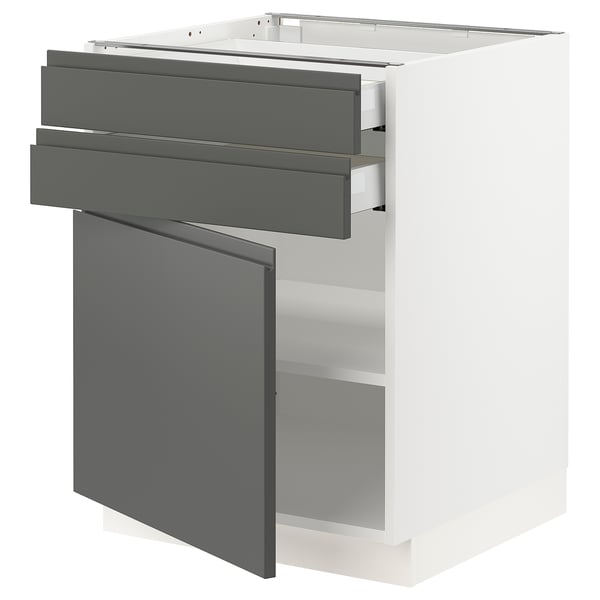 SEKTION / MAXIMERA Base cabinet w door/2 drawers, white/Voxtorp dark gray, 24x24x30 "