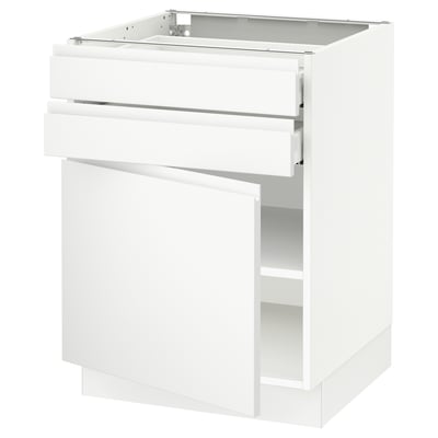 SEKTION / MAXIMERA Base cabinet w door/2 drawers, white/Voxtorp matte white, 24x24x30 "