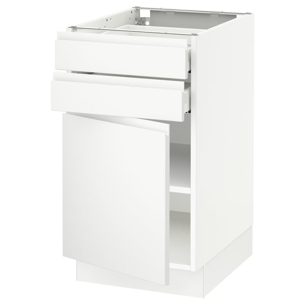 SEKTION / MAXIMERA Base cabinet w door/2 drawers, white/Voxtorp matte white, 18x24x30 "