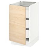 SEKTION / MAXIMERA Base cabinet with 1 door/3 drawers, white/Askersund light ash effect, 18x24x30 "
