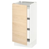 SEKTION / MAXIMERA Base cabinet with 1 door/3 drawers, white/Askersund light ash effect, 15x15x30 "